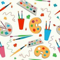 The pattern Artistic. Icons drawing tools. School, art class. Seamless vector background.