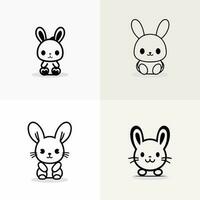 un grupo de dibujos animados conejos vector