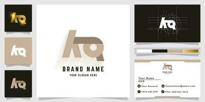 Letter KQ or AQ monogram logo with business card design vector