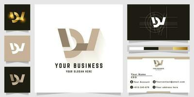 Letter DV or DW monogram logo with business card design vector