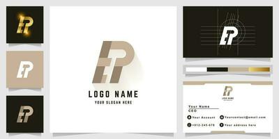 Letter EP or BP monogram logo with business card design vector