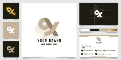 Letter QX or OX monogram logo with business card design vector