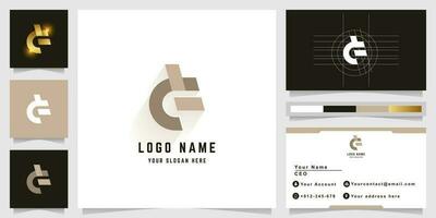 Letter Ct or Gt monogram logo with business card design vector