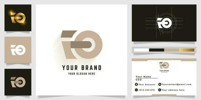 Letter FO or RO monogram logo with business card design vector