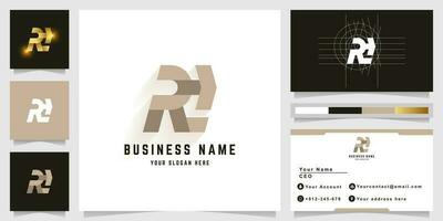 Letter RH or PLH monogram logo with business card design vector