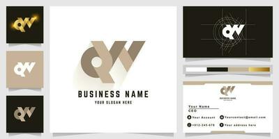 Letter QW or RW monogram logo with business card design vector