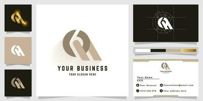 Letter QH or RH monogram logo with business card design vector