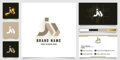 Letter jM or jN monogram logo with business card design vector