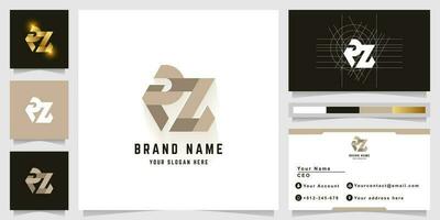 Letter RZ or eZ monogram logo with business card design vector