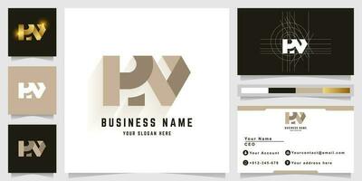 Letter HV or HN monogram logo with business card design vector