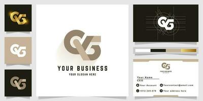 Letter QG or GS monogram logo with business card design vector