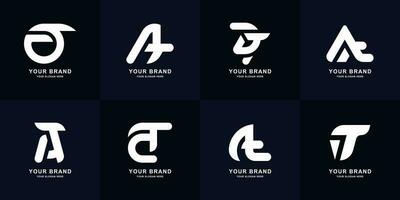 Collection letter A or AT monogram logo design vector