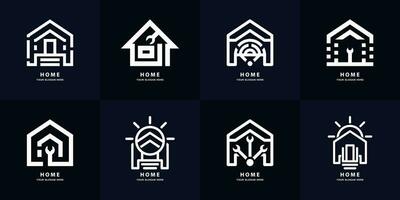 hogar, casa, reparación del hogar o colección de conjuntos de logotipos de ideas para el hogar. vector