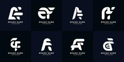 Collection letter AF or FA monogram logo design vector