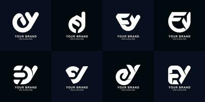 Collection letter EY or YE monogram logo design vector