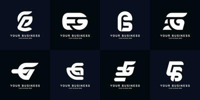 Collection letter EG or GE monogram logo design vector