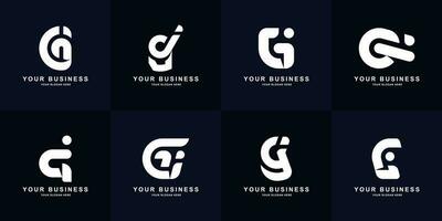 Collection letter Gi or iG monogram logo design vector