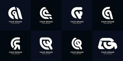 Collection letter CQ or QC monogram logo design vector