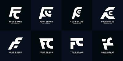 Collection letter FC or CF monogram logo design vector