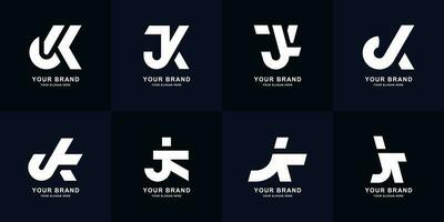 Collection letter JK or KJ monogram logo design vector