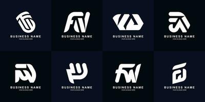 Collection letter FW or WF monogram logo design vector