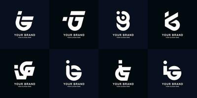 Collection letter iG or Gi monogram logo design vector