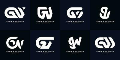 Collection letter GW or WG monogram logo design vector