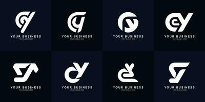 Collection letter CY or YC monogram logo design vector