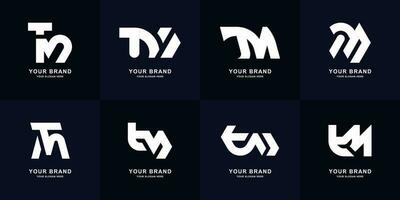 Collection letter TM or MT monogram logo design vector