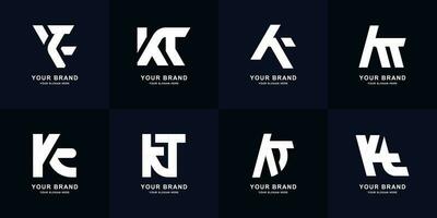 Collection letter KT or TK monogram logo design vector