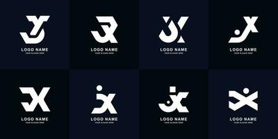 Collection letter JX or XJ monogram logo design vector