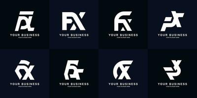 Collection letter FX or XF monogram logo design vector