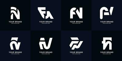 Collection letter FN or NF monogram logo design vector