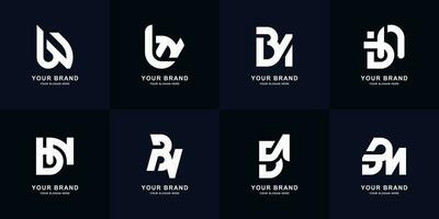 Collection letter BN or NB monogram logo design vector