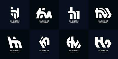 Collection letter HM or MH monogram logo design vector