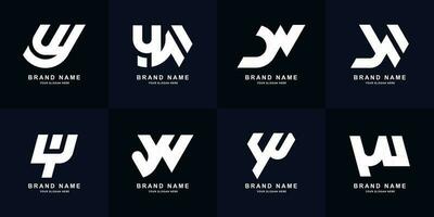 Collection letter YW or WY monogram logo design vector