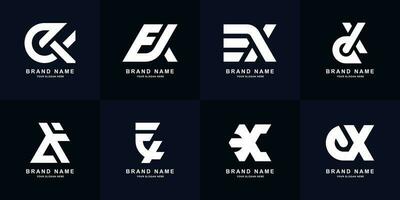 Collection letter EX or XE monogram logo design vector