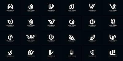 colección lleno conjunto resumen letra w monograma logo diseño vector