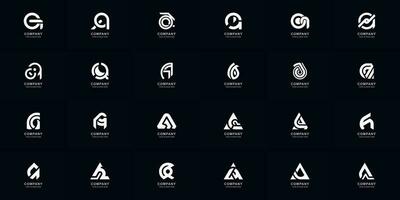 Collection full set abstract letter A or AA monogram logo design vector