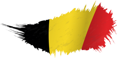 Flag of Belgium in grunge style with waving effect. png