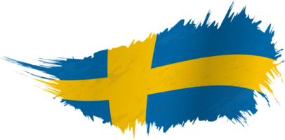 bandiera di Svezia nel grunge stile con agitando effetto. png