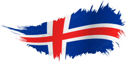 Flag of Iceland in grunge style with waving effect. png