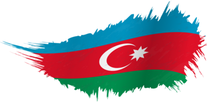 Flag of Azerbaijan in grunge style with waving effect. png