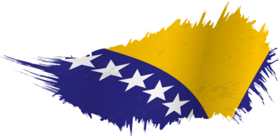 flagga av bosnien och herzegovina i grunge stil med vinka effekt. png