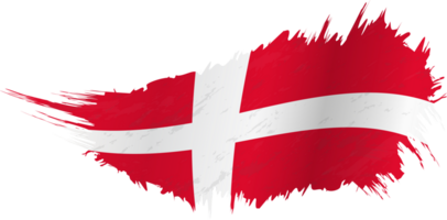 Flag of Denmark in grunge style with waving effect. png