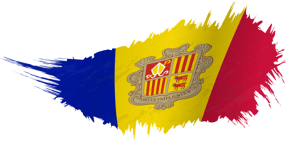 Flag of Andorra in grunge style with waving effect. png