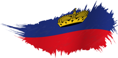 Flag of Liechtenstein in grunge style with waving effect. png