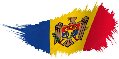 Flag of Moldova in grunge style with waving effect. png