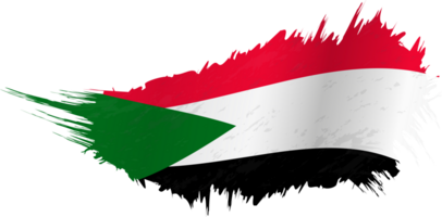 Flag of Sudan in grunge style with waving effect. png