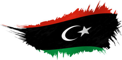 Flag of Libya in grunge style with waving effect. png